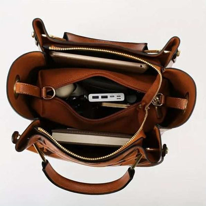 Leather Embossed Texture Bucket Handbag