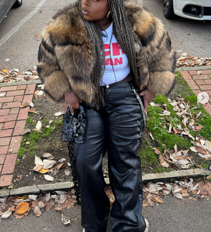 Elegant Golden Fox Fur Coat