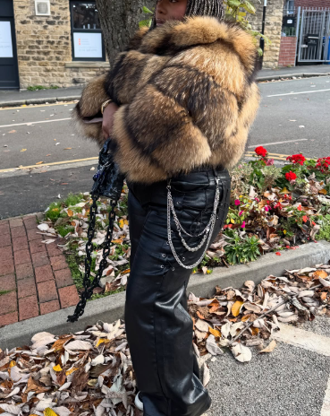 Elegant Golden Fox Fur Coat