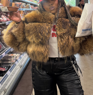 Elegant Golden Fox Fur Coat