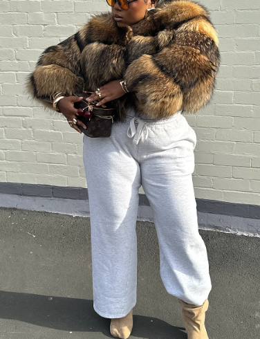 Elegant Golden Fox Fur Coat