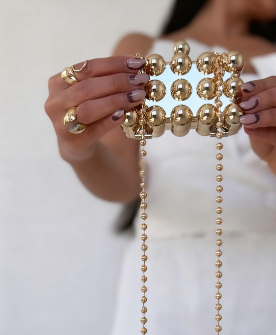 Beaded Chain Crossbody Evening Bag