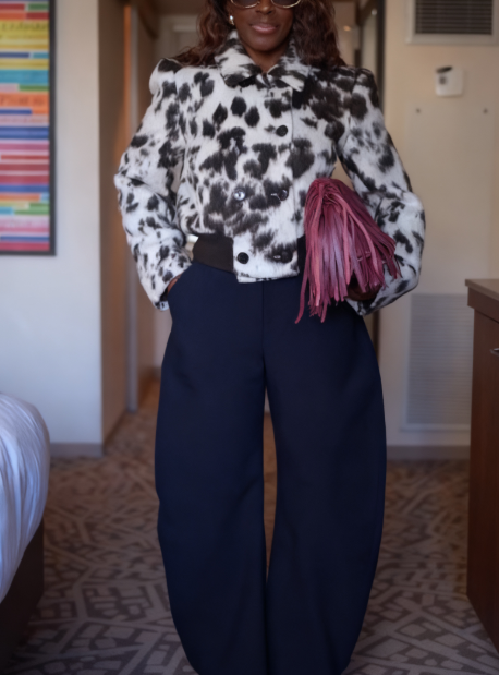 Faux Fur Cow Print Jacket