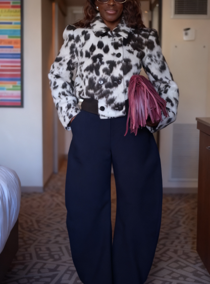 Faux Fur Cow Print Jacket