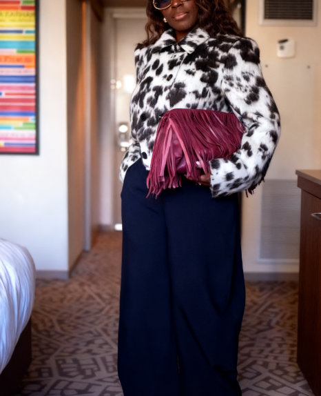 Faux Fur Cow Print Jacket