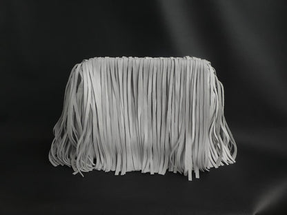 Burgundy Genuine Leather Fringed Framed Clutch