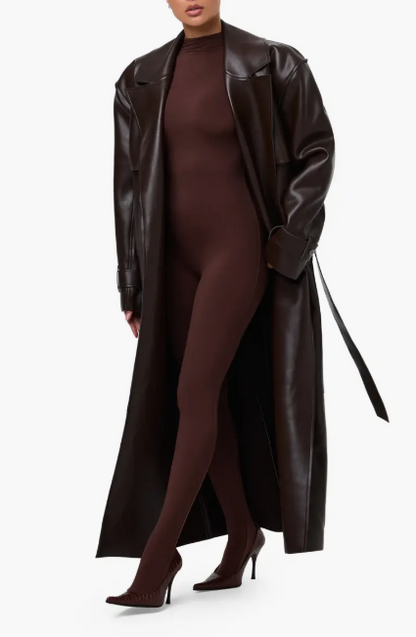Faux Leather Trench Coat