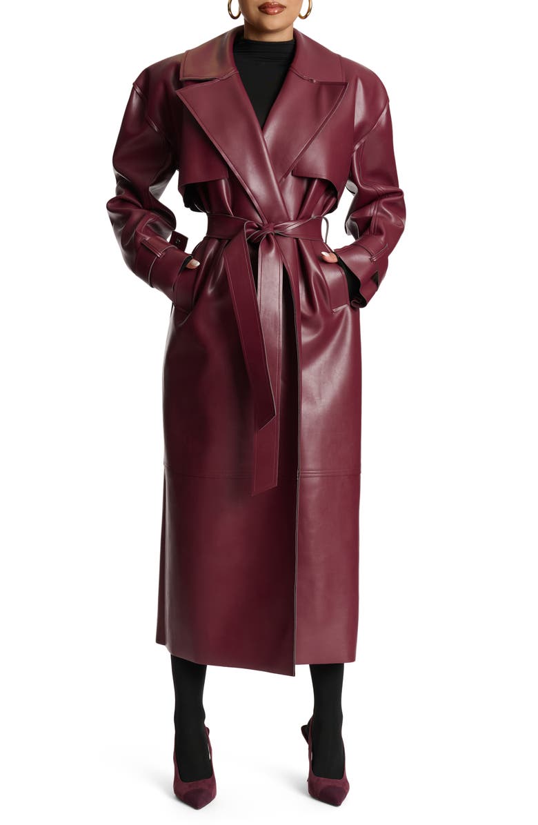 Faux Leather Trench Coat