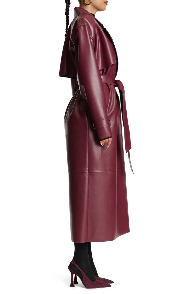 Faux Leather Trench Coat