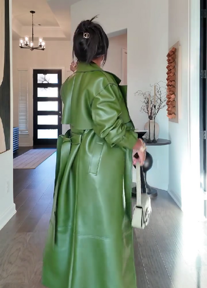 Faux Leather Trench Coat