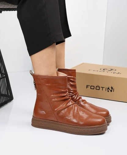 Comfort Leather Soft Sole Zipper Boots