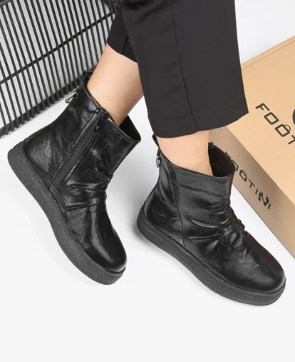 Comfort Leather Soft Sole Zipper Boots