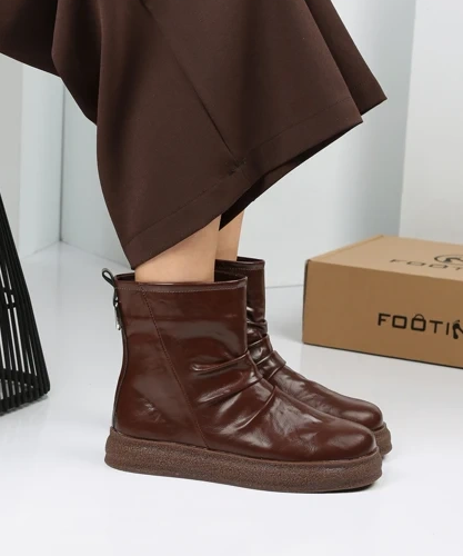 Comfort Leather Soft Sole Zipper Boots