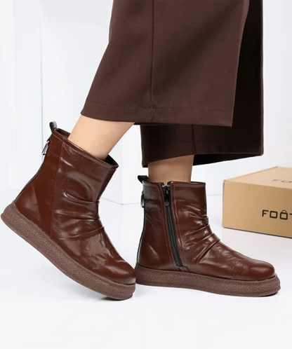 Comfort Leather Soft Sole Zipper Boots