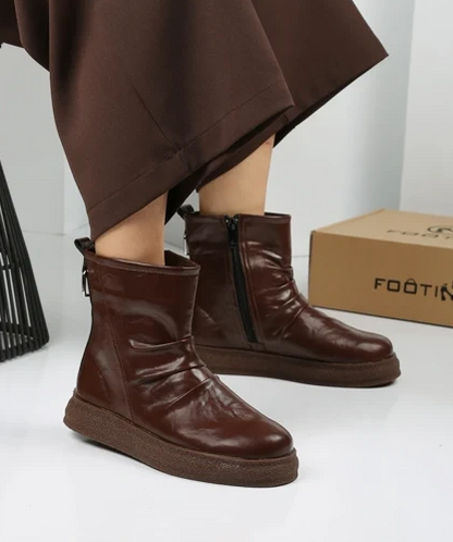 Comfort Leather Soft Sole Zipper Boots