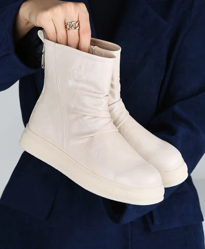 Comfort Leather Soft Sole Zipper Boots