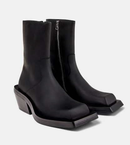 Square-toe Suede Leather Ankle Boots