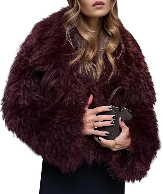 Women's Fluffy Faux Fur Cropped Coat
