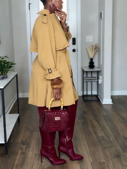 High-quality Long-sleeved Cotton Twill Trench Coat