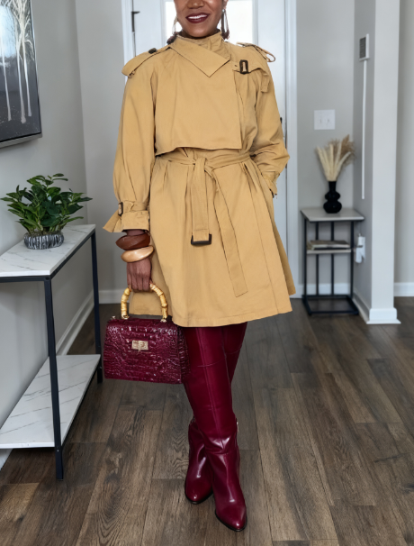 High-quality Long-sleeved Cotton Twill Trench Coat