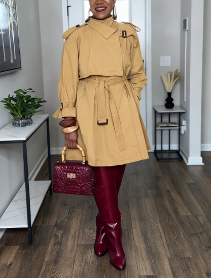 High-quality Long-sleeved Cotton Twill Trench Coat