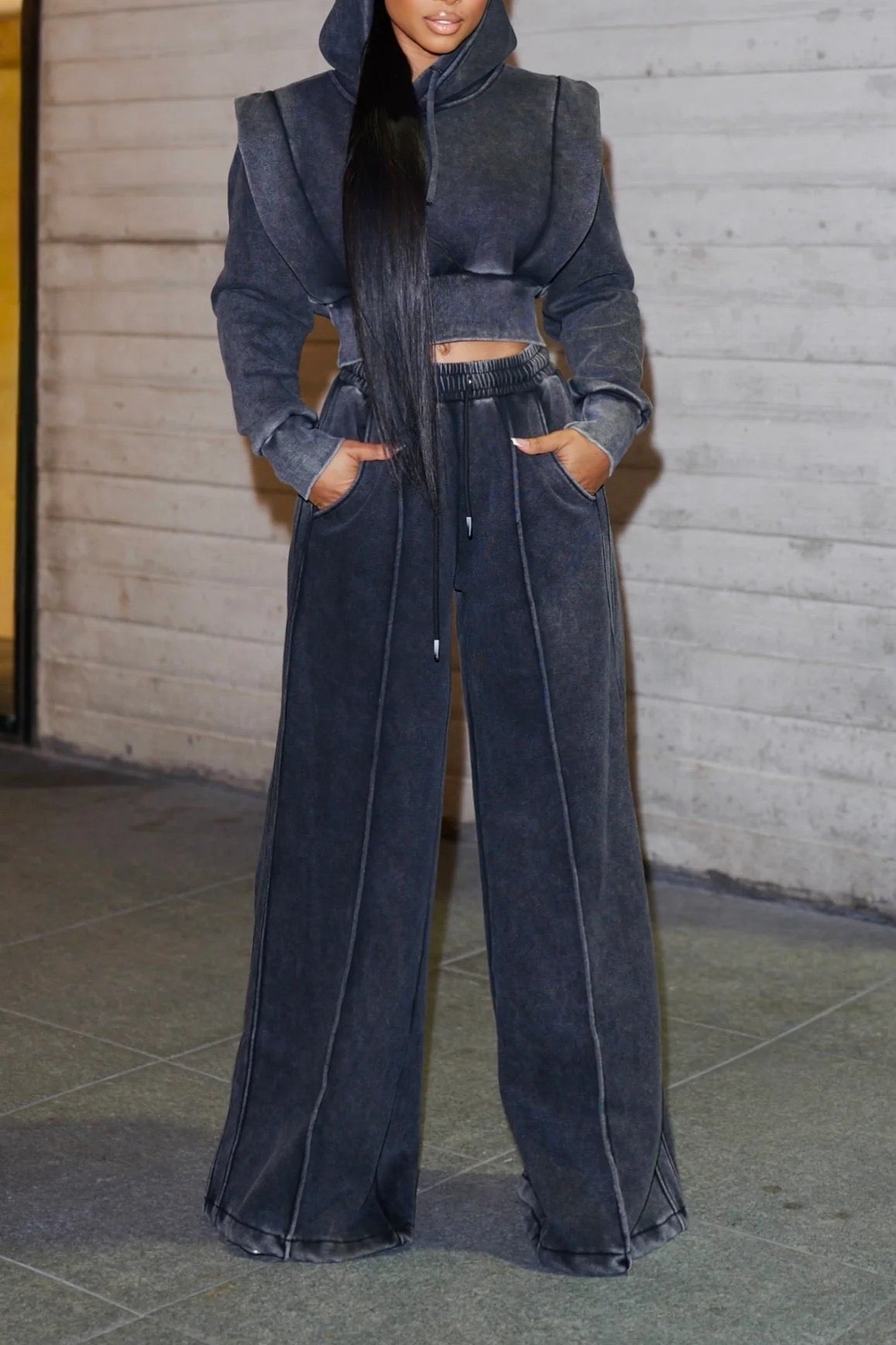 Luxe Wide leg Structured Jogger Set