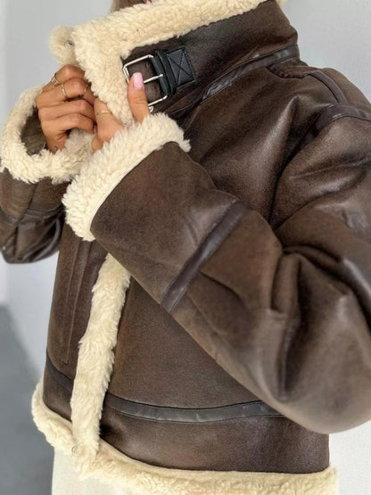 Lapel Shearling Coat
