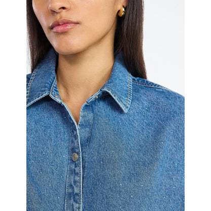 Rhinestone Embellished Cotton Denim Suit