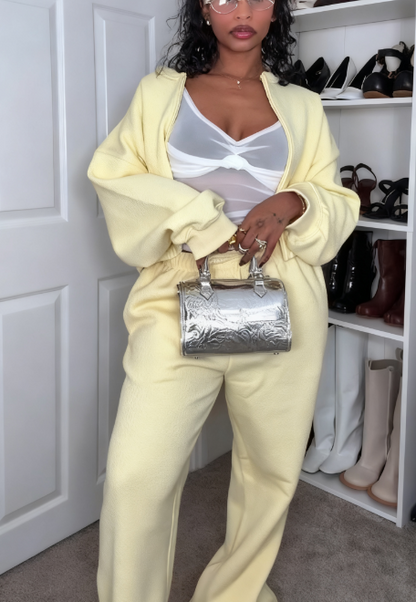 Drawcord Waist Cropped Zip Up Sweatshirt Suit