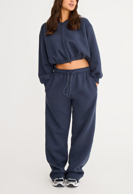 Drawcord Waist Cropped Zip Up Sweatshirt Suit