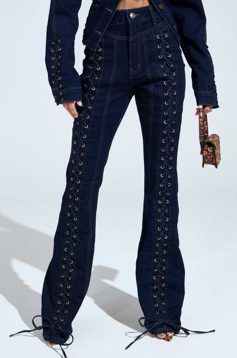 Off-shoulder Cross-strap Collar Fitted Denim Suit