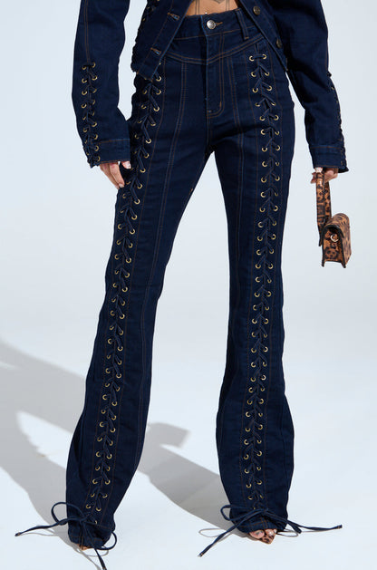 Off-shoulder Cross-strap Collar Fitted Denim Suit