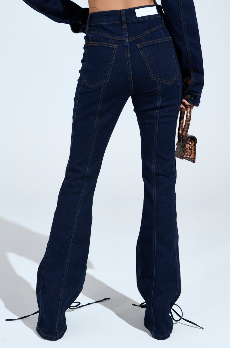 Off-shoulder Cross-strap Collar Fitted Denim Suit