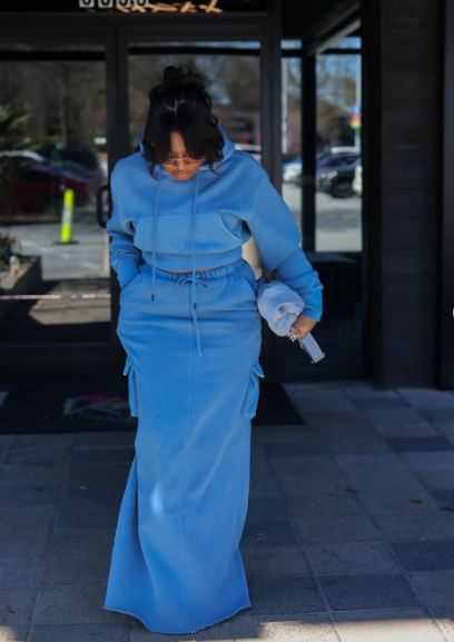 Fashion Hooded Pockets Two Pieces Set