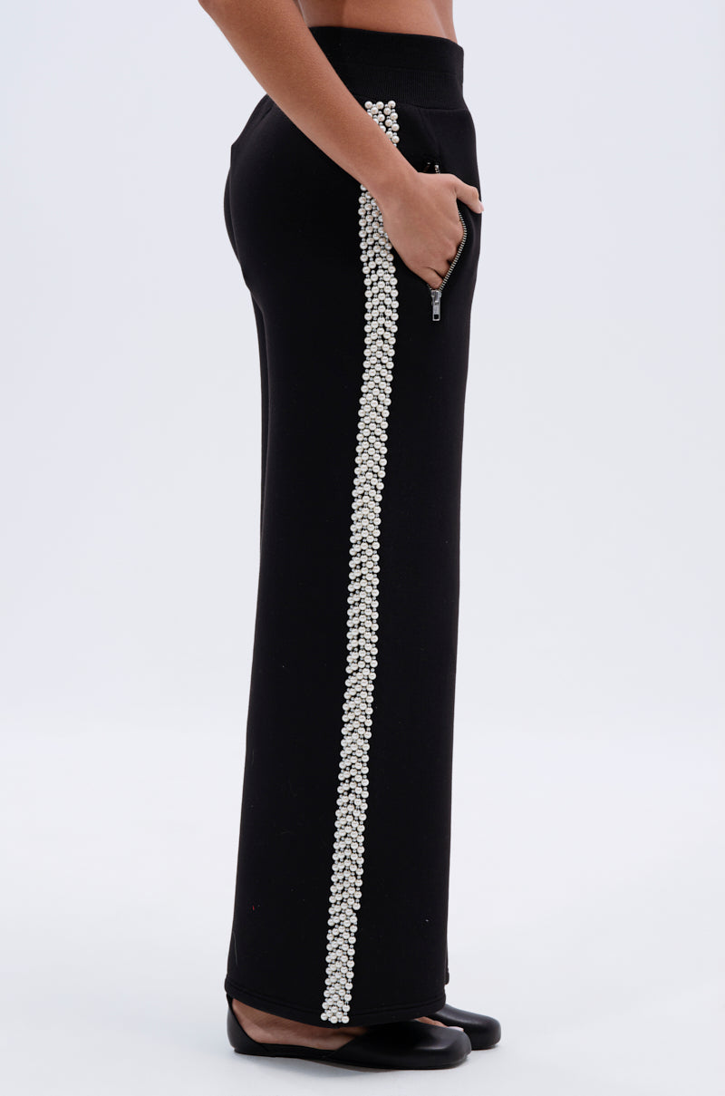 Metal Ball Decorated Zipper Sweatshirt Pants Suit