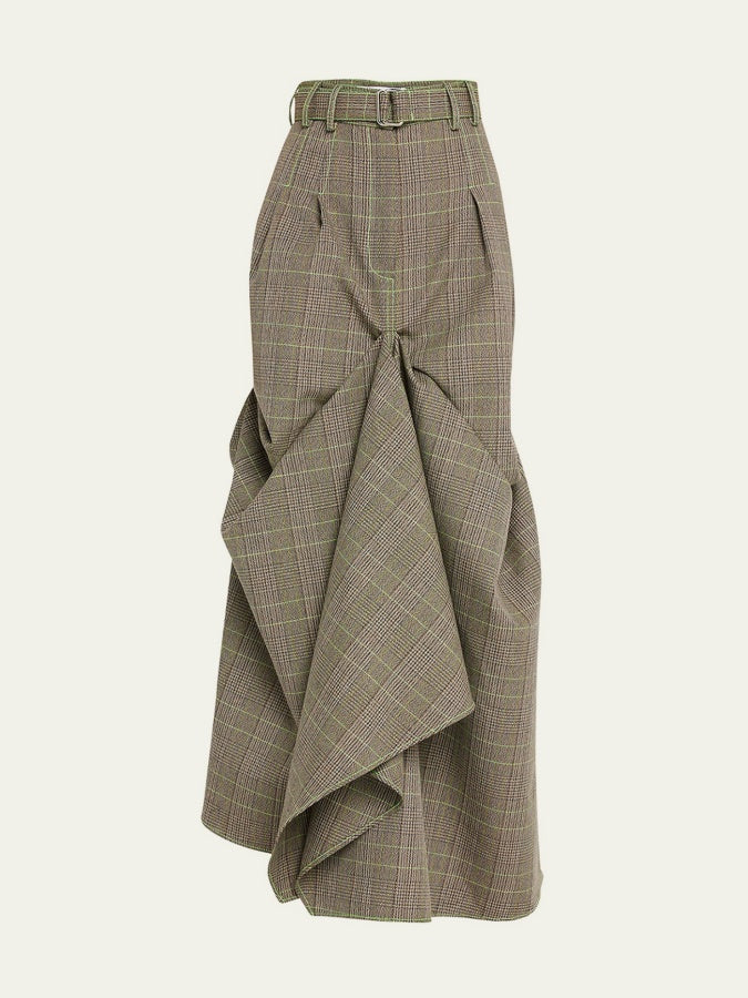 Stylish Oversize Lapel Plaid Suit Skirt Suit
