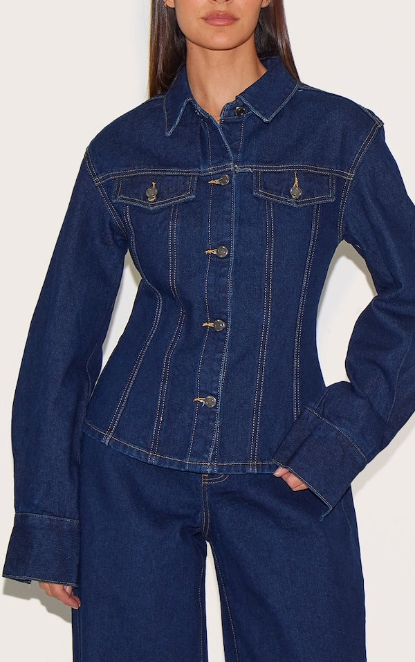 Retro Washed Denim Shirt and Pants Suit