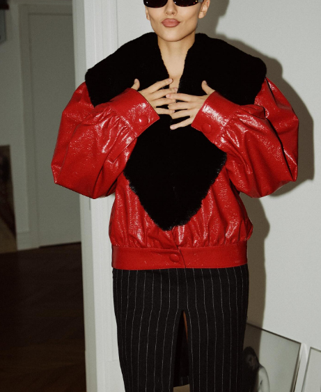 Detachable Collar Faux Leather Jacket