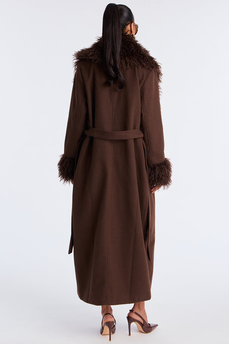Dark Brown Fur Trim Coat