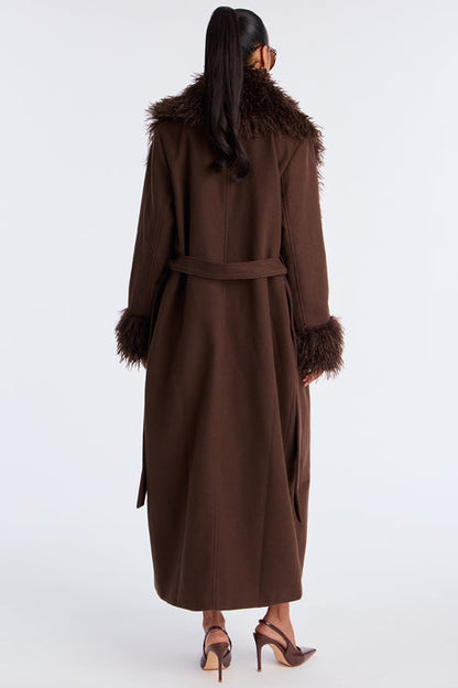 Dark Brown Fur Trim Coat