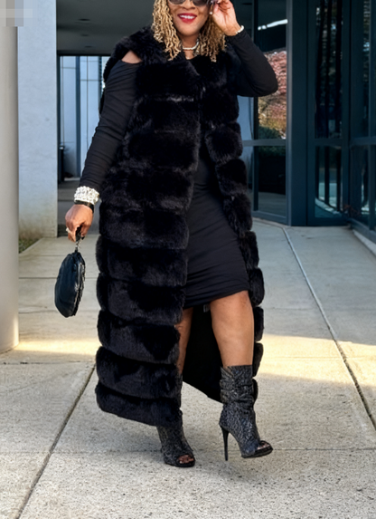 Eco-friendly Faux Fur Long Vest