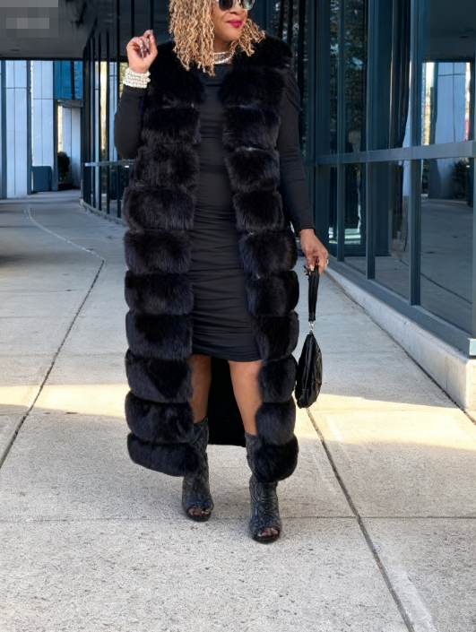 Eco-friendly Faux Fur Long Vest