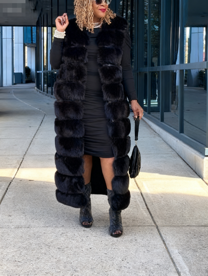 Eco-friendly Faux Fur Long Vest