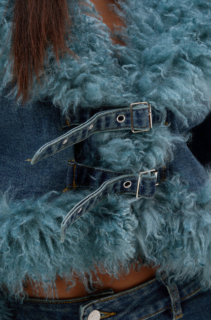 Fur Trim Denim Jacket