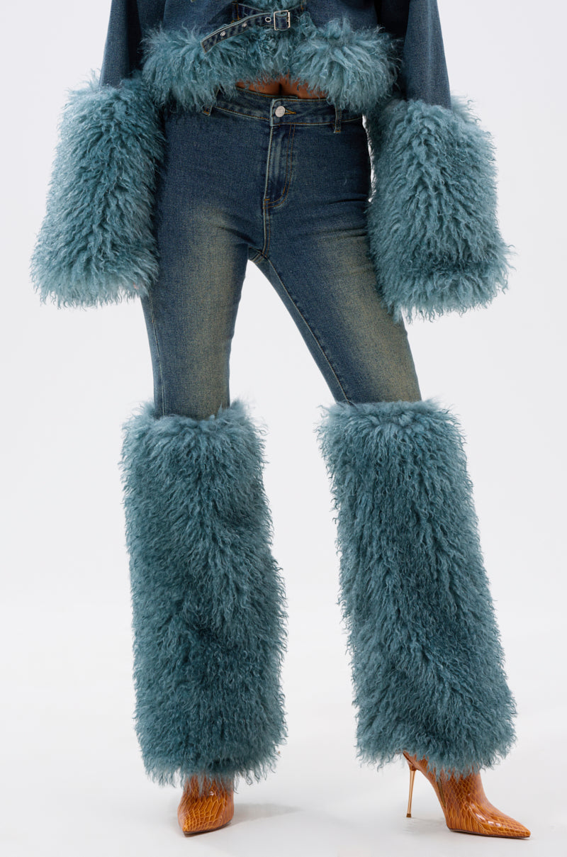 Pretty Fur Trim Denim Jeans