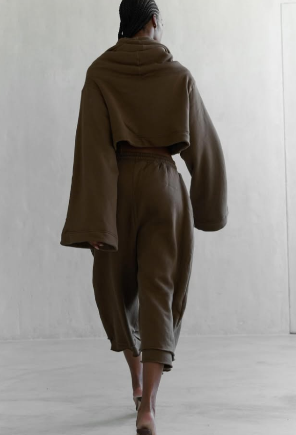 Drawstring Waist Teddy Sweater And Super Short Two Pieces Set