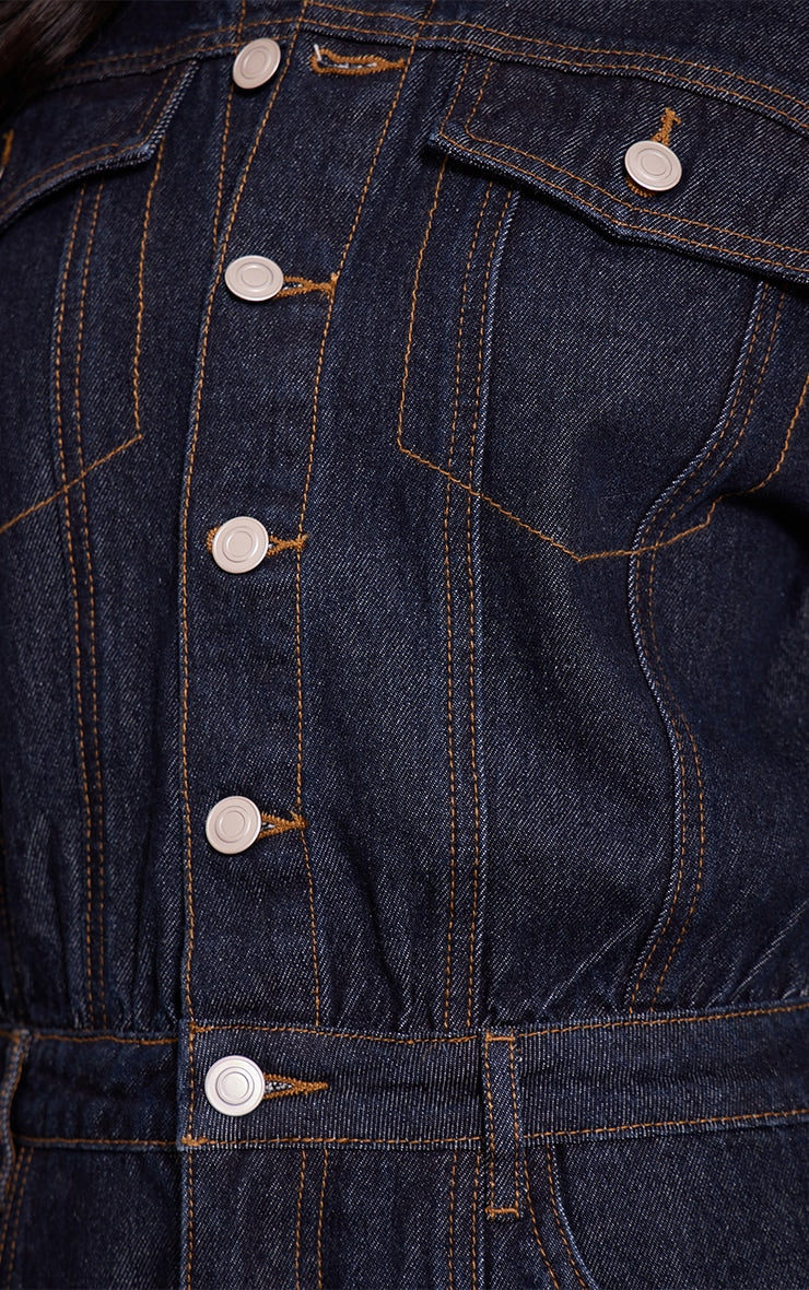 Long-sleeved Denim Jumpsuit