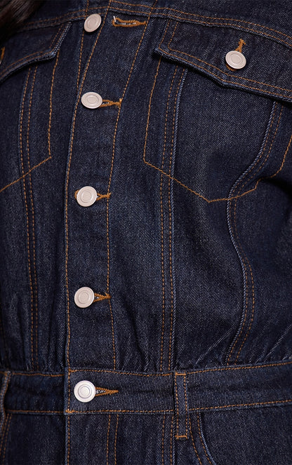 Long-sleeved Denim Jumpsuit