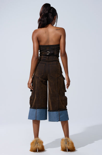 Cropped Cargo Jumpsuit