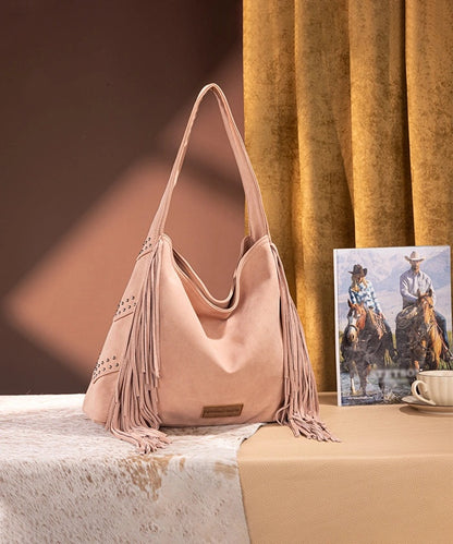 Fringe Studded Hobo Bag